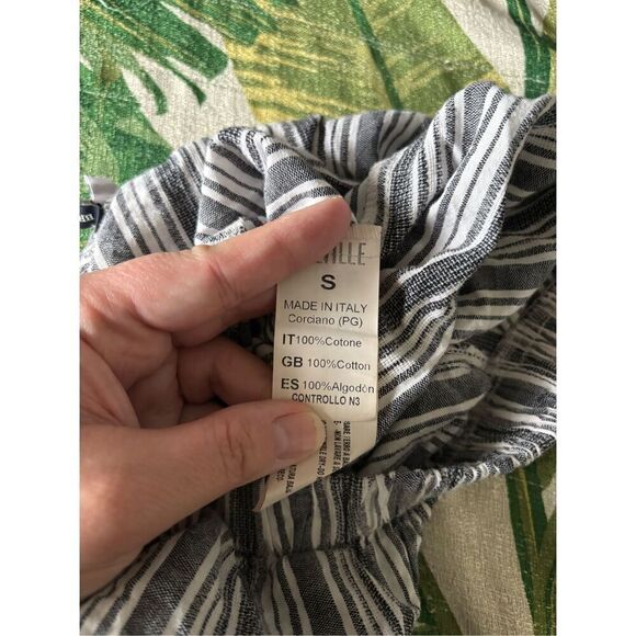 Brandy Melville black white stripe shorts size small 100% cotton elastic waist - Picture 4 of 6